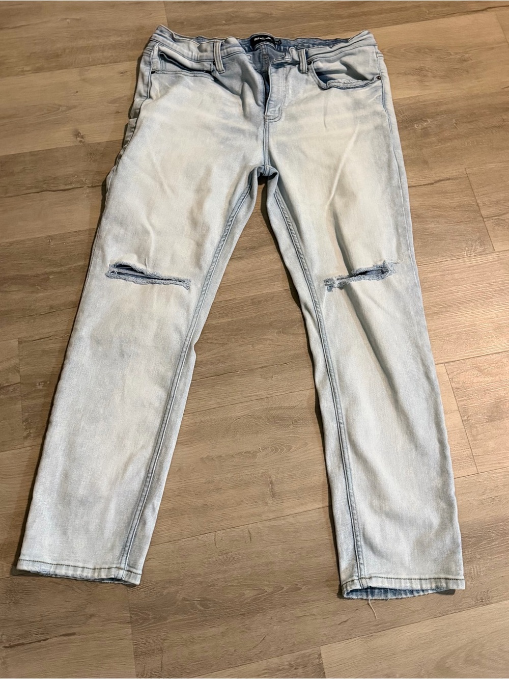 RSQ Light Blue Slim Straight Men’s Jeans with Knee Rips